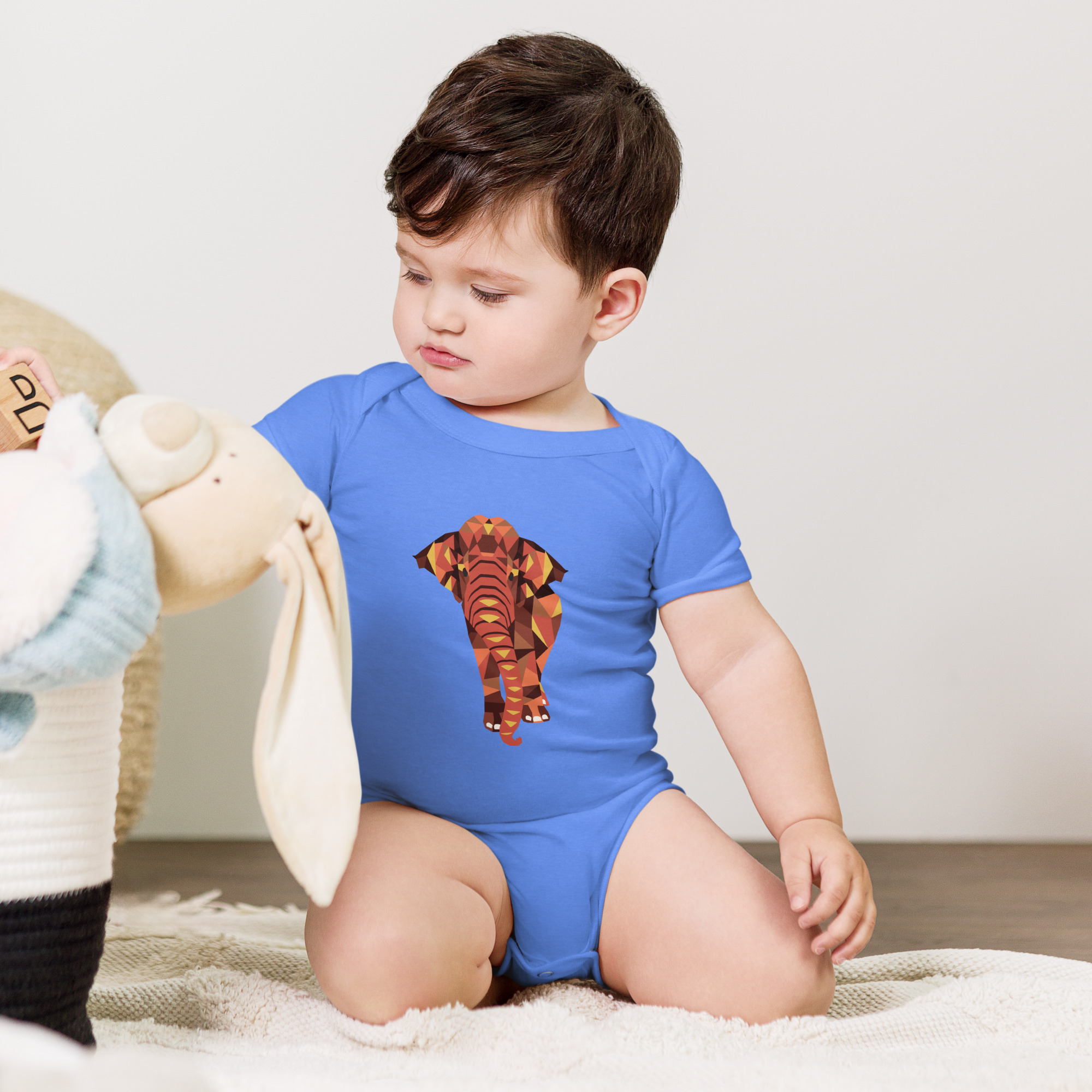 Baby Short Sleeve Onesie - Asian Elephant - Image 2