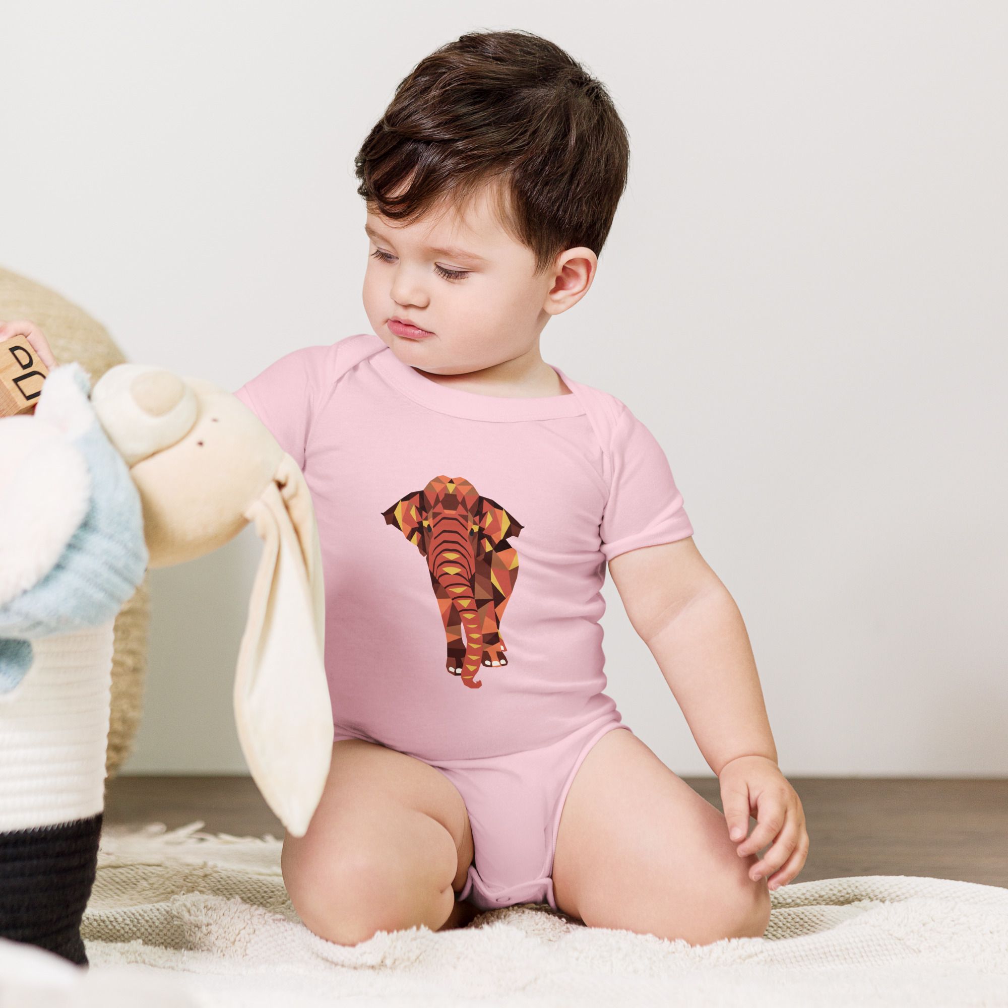 Baby Short Sleeve Onesie - Asian Elephant - Image 4