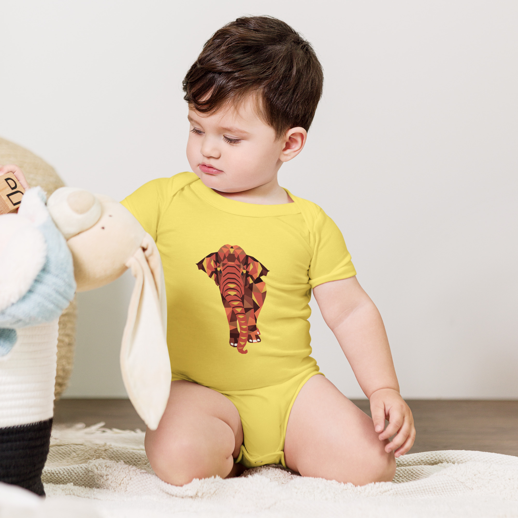 Baby Short Sleeve Onesie - Asian Elephant - Image 5